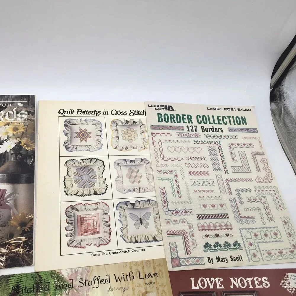 Dale Burdett 101 Alphabets Cross Stitch Book & Leaflet Lot Of 8 Border Country